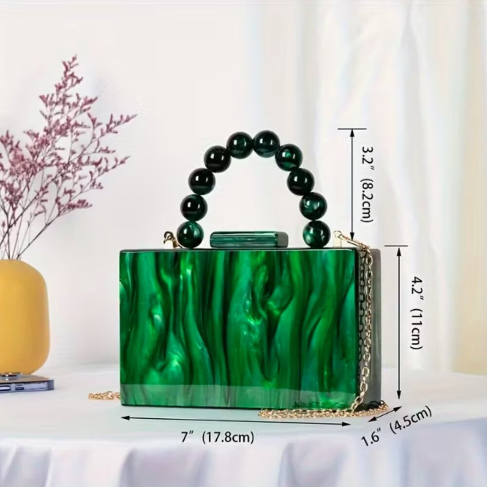 Elegant Acrylic Handbag/Crossbody (Green) - Picture 8 of 12